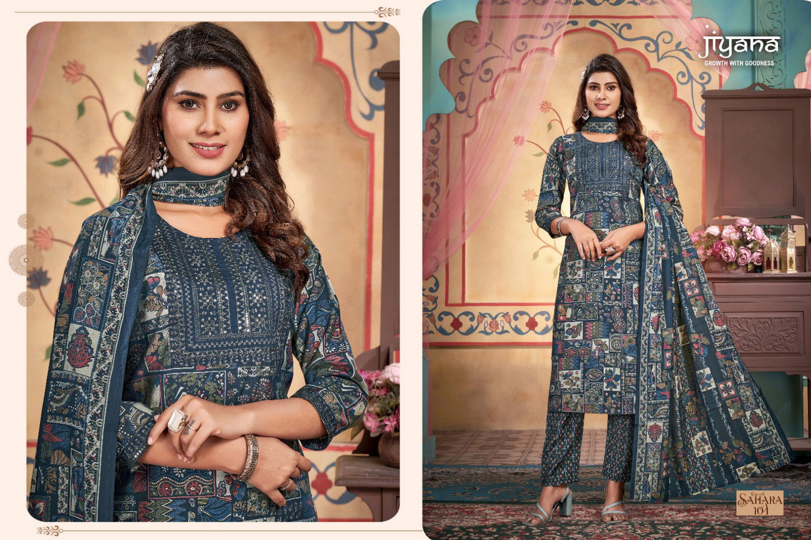 Jiyana Sahara Vol 4 Shimmer Printed Kurti Bottom With Dupatta